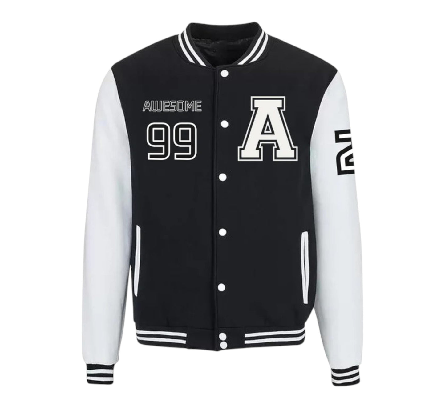 BLACK AWESOME 99 VARSITY JACKETS