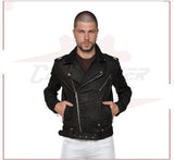 New Men's jacket in Genuine Dark Brown Nubuck Leather CROSSOVER RACEWEARS