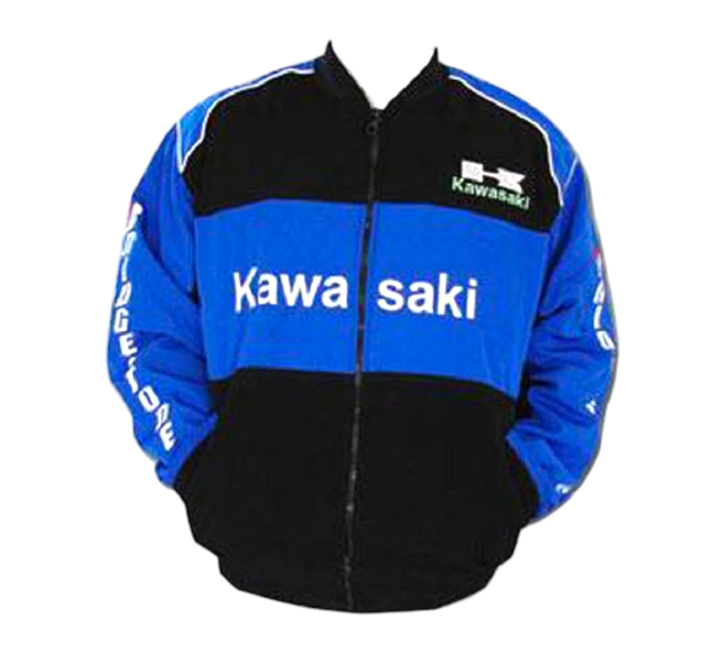 Kawasaki Motorcycle Jacket Black and Royal Blue