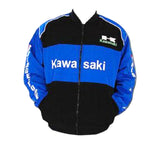 Kawasaki Motorcycle Jacket Black and Royal Blue