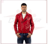 V248 - Men's Perfecto in Genuine Red Leather CROSSOVER RACEWEARS