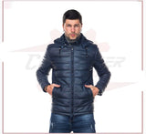 Berlino - Men's Down Jacket in Genuine Blue Leather CROSSOVER RACEWEARS