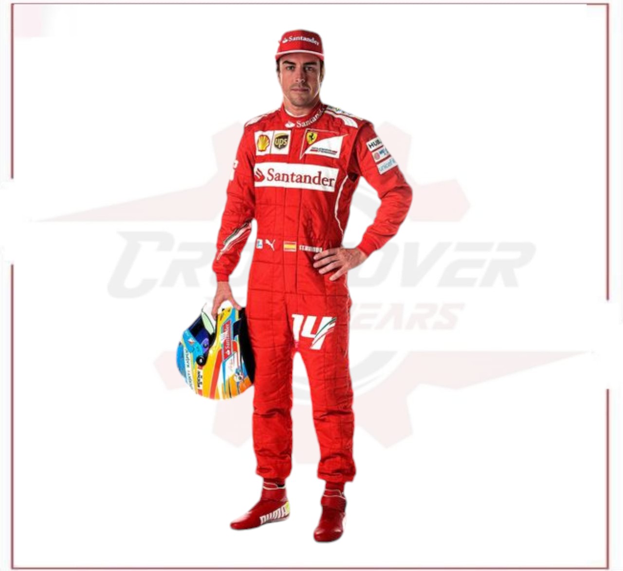 2014 Fernando Alonso Ferrari F1 Sublimation Racing Suit CROSSOVER RACEWEARS