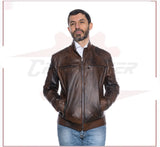Attila - Biker Mens Genuine Brown Leather CROSSOVER RACEWEARS