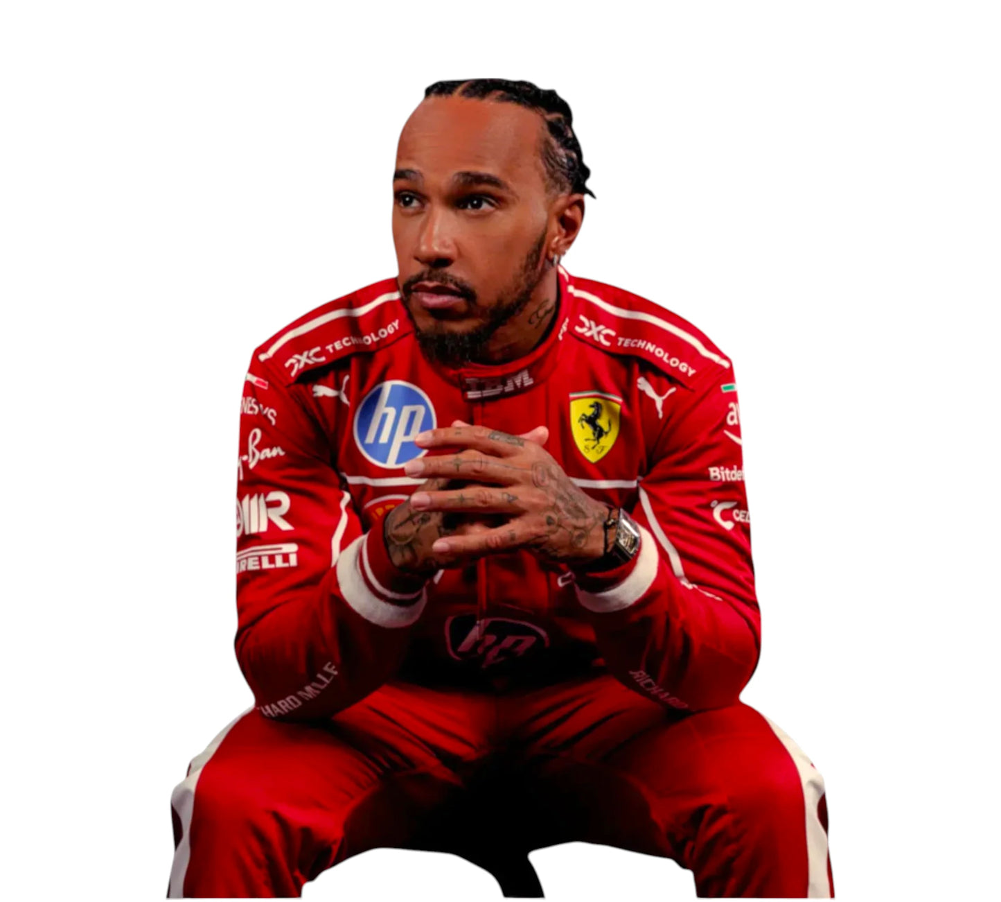 New 2025 Lewis Hamilton Scuderia Ferrari HP F1 Team Racing Suit