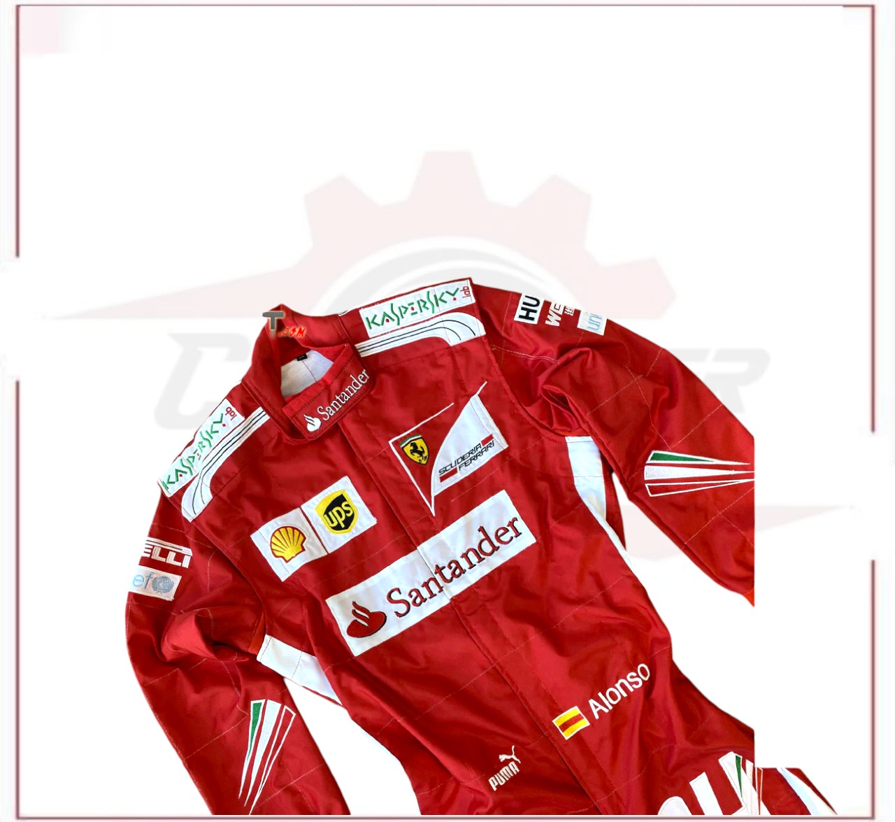 2014 Fernando Alonso Ferrari F1 Embroidered Racing Suit CROSSOVER RACEWEARS