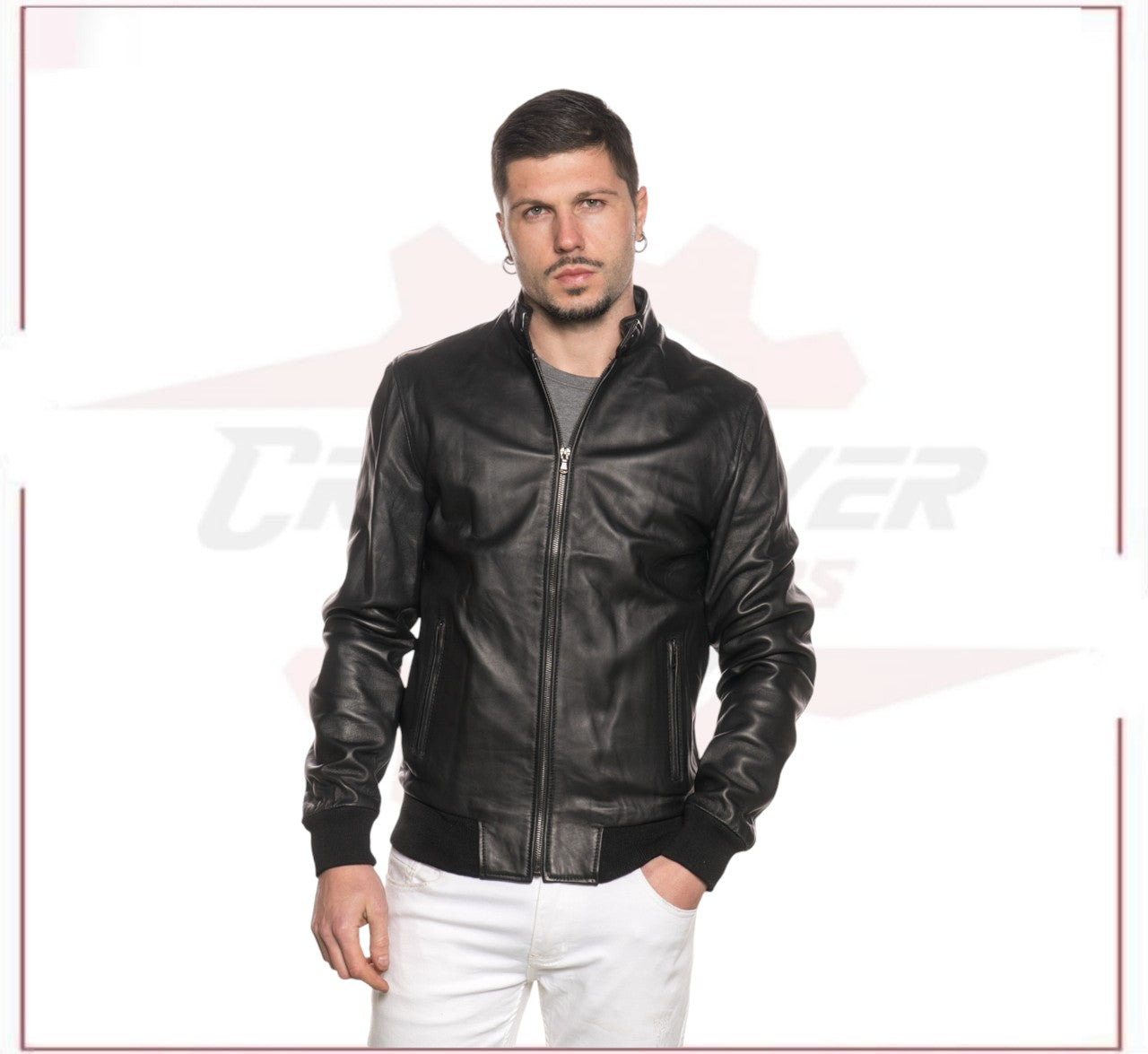 New Bomber Men in Genuine Black Leather CROSSOVER RACEWEARS