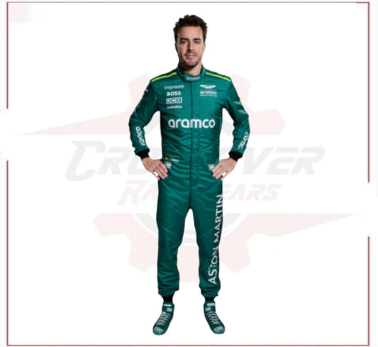2024 Fernando Alonso Aston Martin F1 Team Race Suit CROSSOVER RACEWEARS