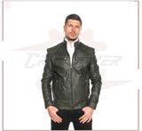 Attila - Biker Mens Genuine Green Leather CROSSOVER RACEWEARS