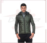 Berlino - Men's Down Jacket in Genuine Green Leather CROSSOVER RACEWEARS