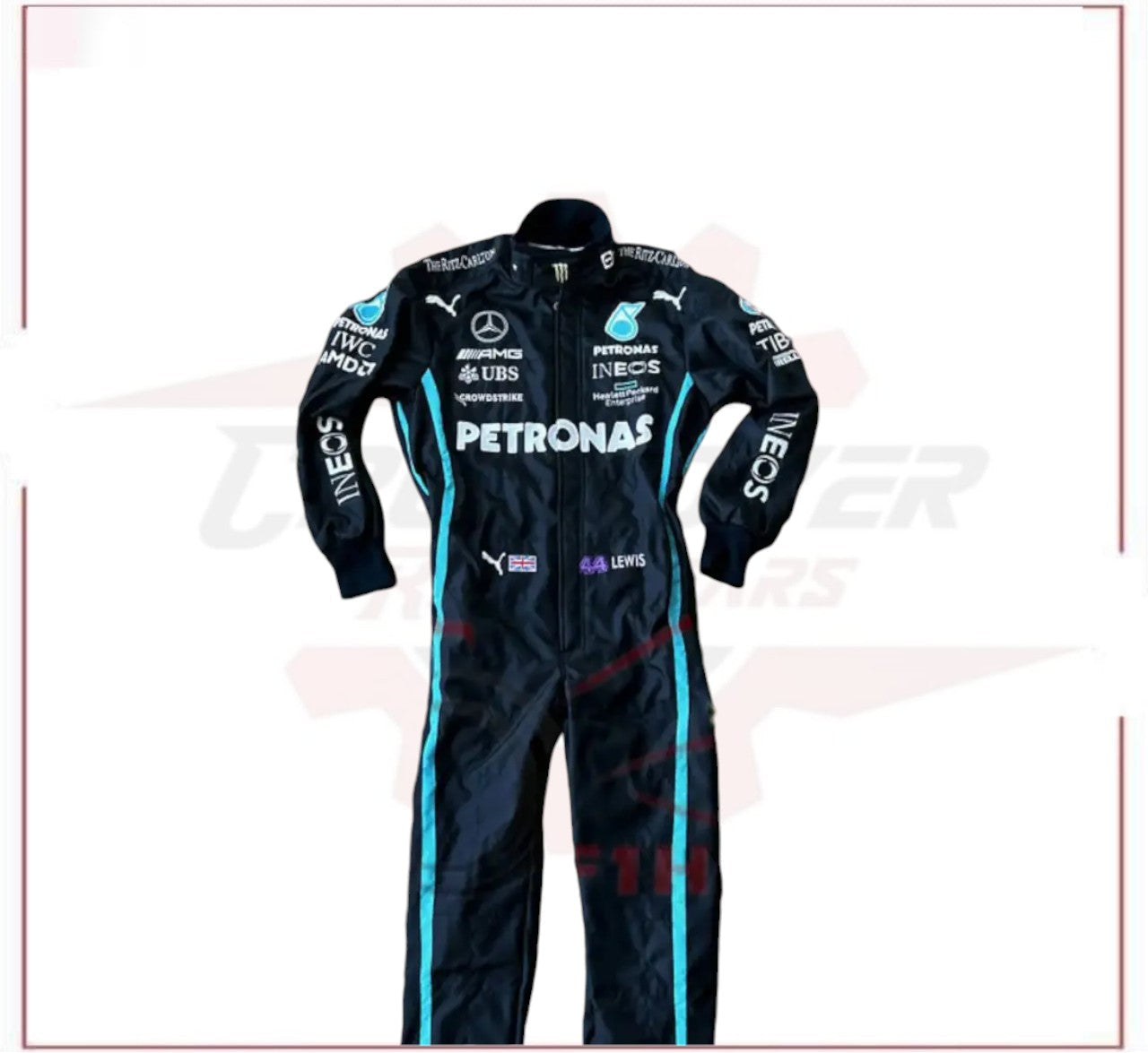 2022 Lewis Hamilton Mercedes Benz F1 Embroidered Race Suit CROSSOVER RACEWEARS