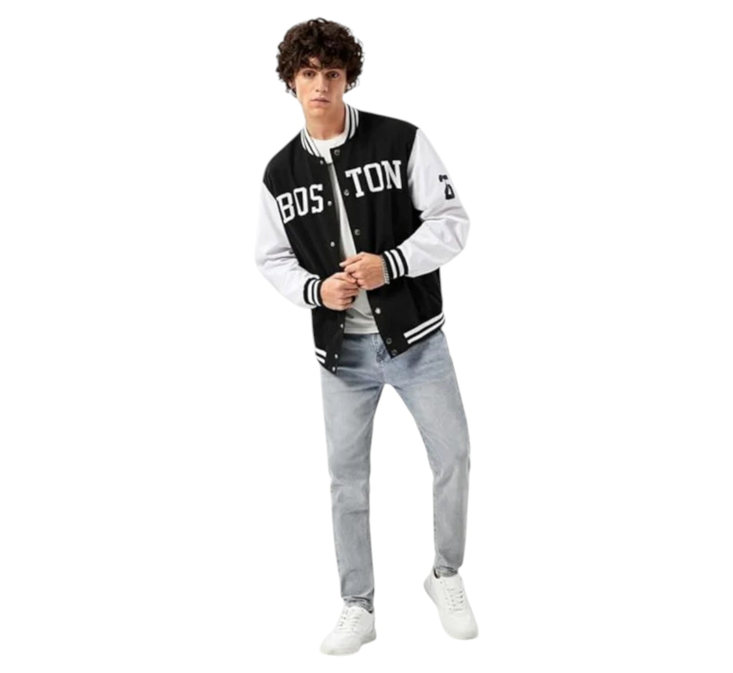 BLACK BOSTON VARSITY JACKETS