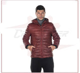 Rio - Men's Down Jacket in Genuine Bordeaux Leather CROSSOVER RACEWEARS