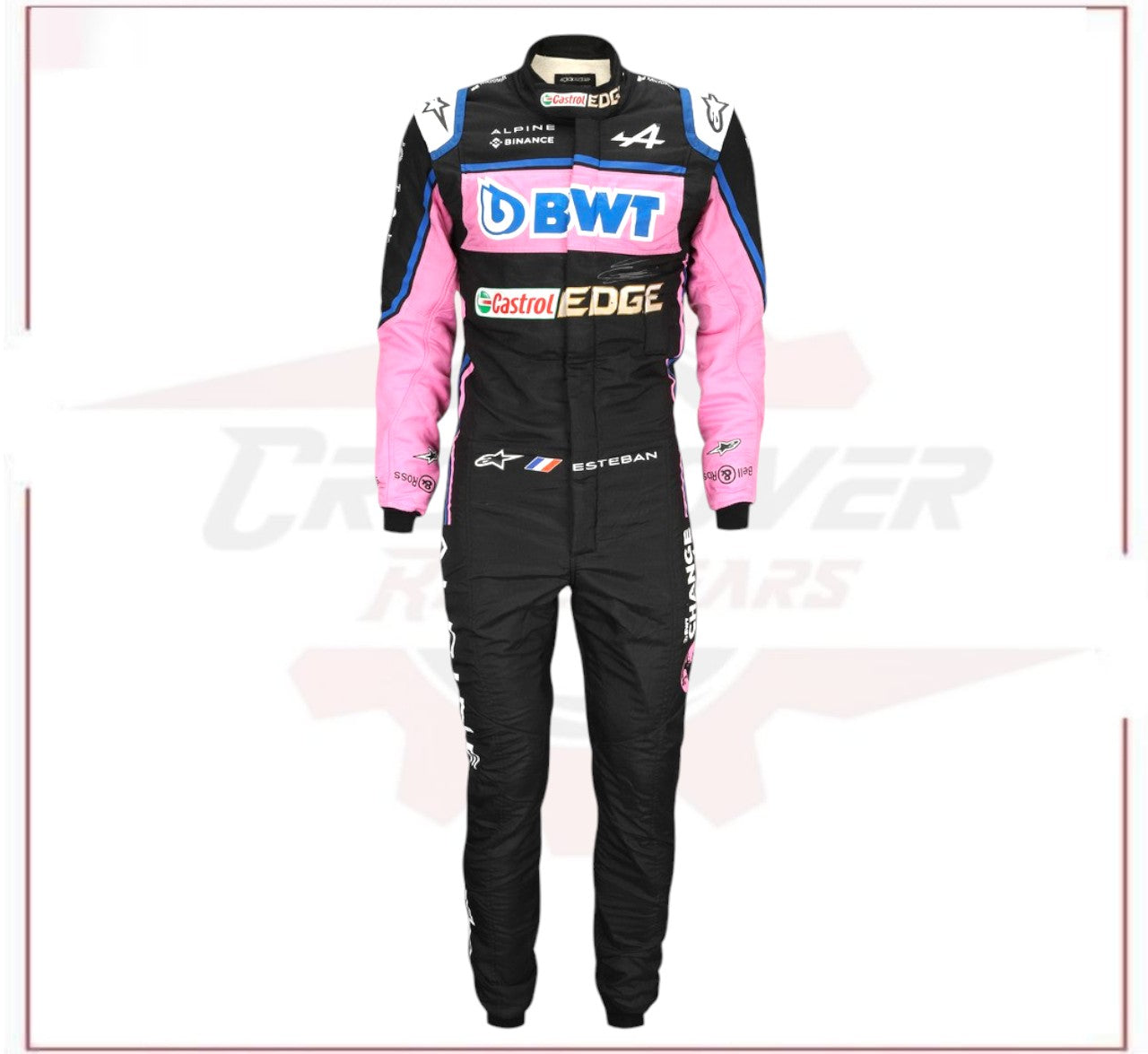 Esteban Ocon 2022 Signed Race Used Race Suit - British GP CROSSOVER RACEWEARS