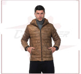 Rio - Men's Down Jacket in Genuine Brown Leather CROSSOVER RACEWEARS