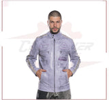 New Biker Man's Jacket in genuine Violet Leather CROSSOVER RACEWEARS