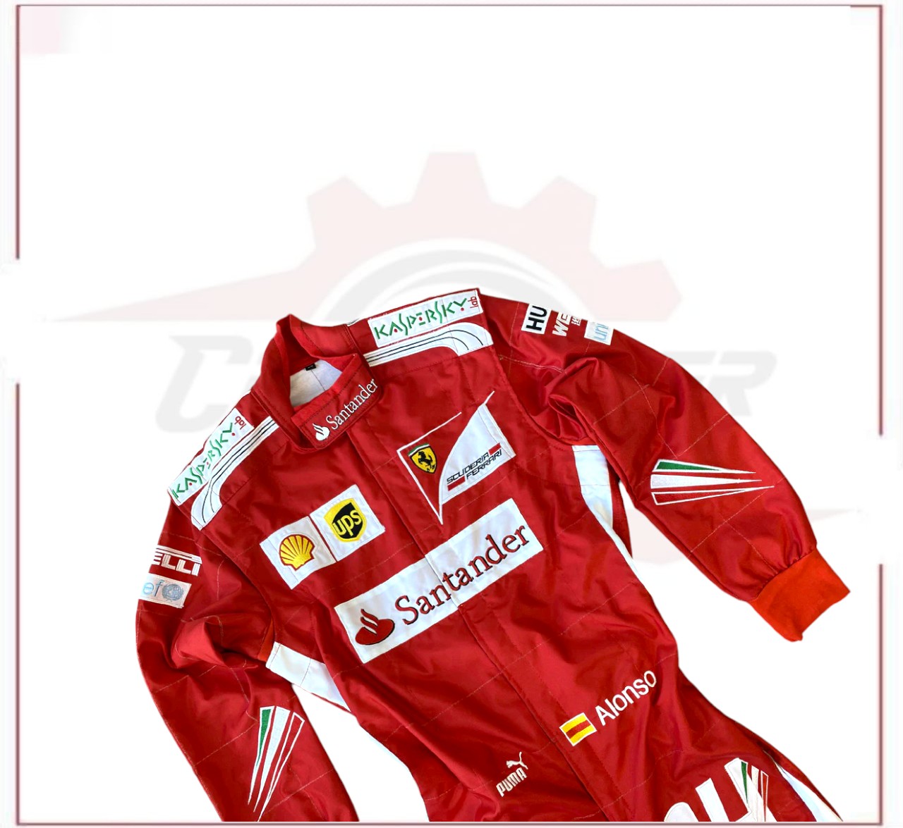 2014 Fernando Alonso Ferrari F1 Embroidered Racing Suit CROSSOVER RACEWEARS
