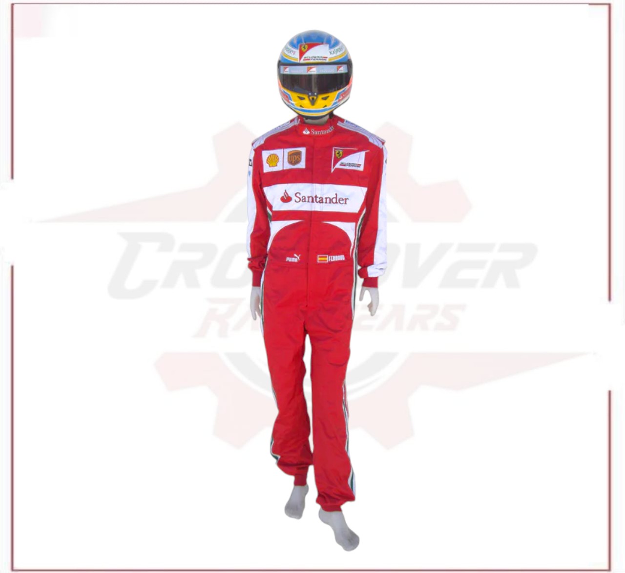 2013 Fernando Alonso Ferrari F1 Embroidered Racing Suit CROSSOVER RACEWEARS