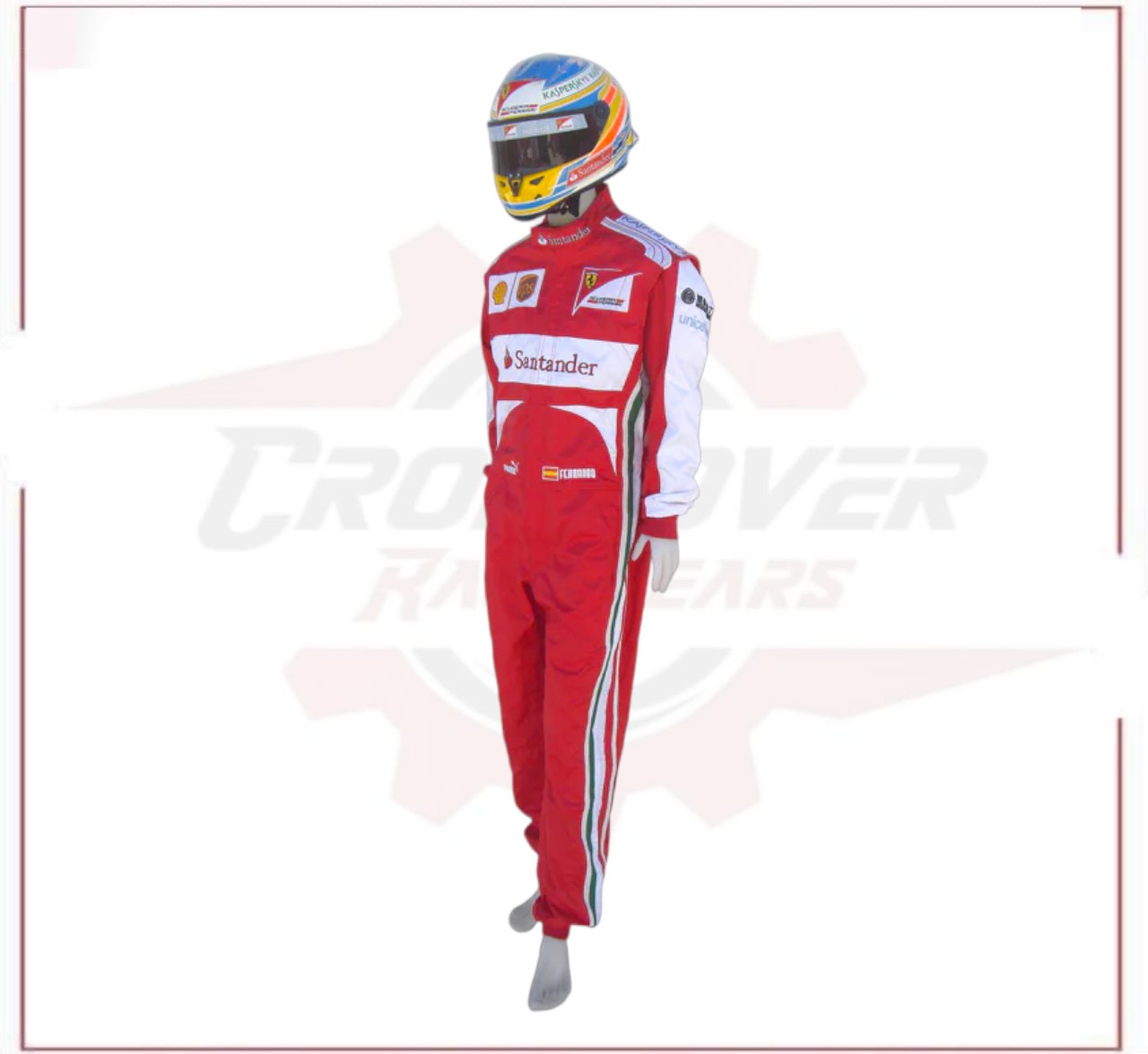 2013 Fernando Alonso Ferrari F1 Embroidered Racing Suit CROSSOVER RACEWEARS