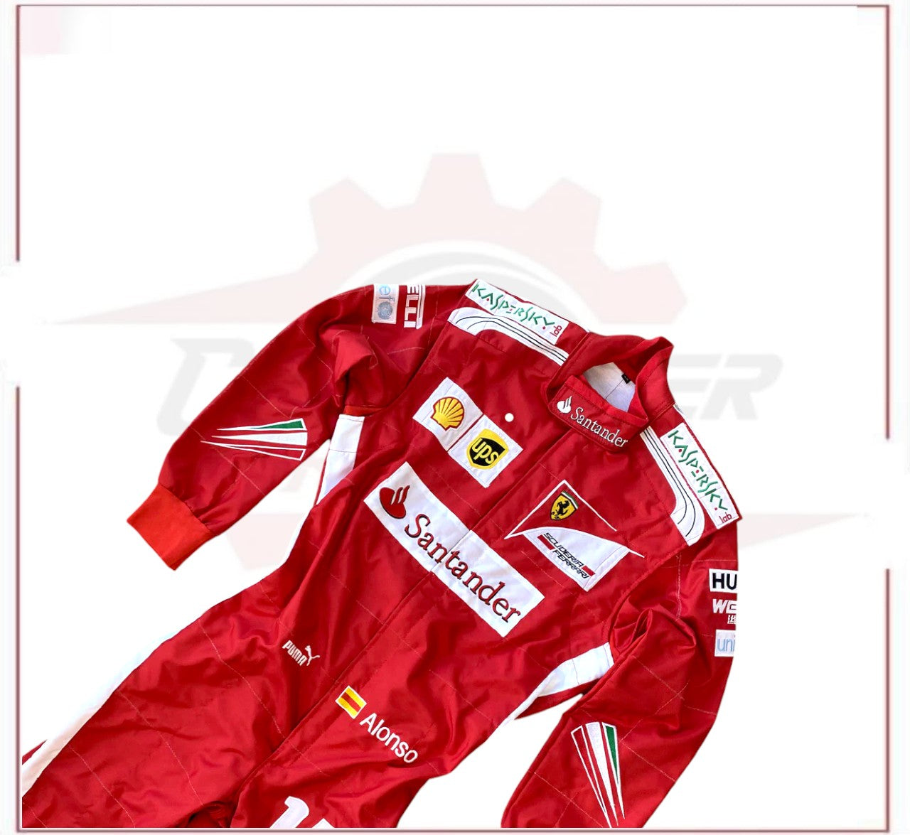2014 Fernando Alonso Ferrari F1 Embroidered Racing Suit CROSSOVER RACEWEARS