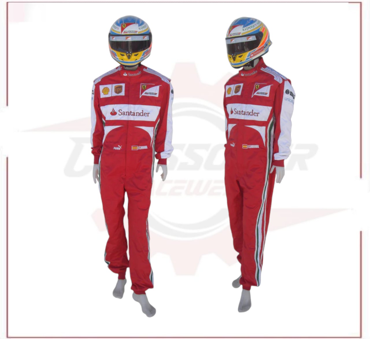 2013 Fernando Alonso Ferrari F1 Embroidered Racing Suit CROSSOVER RACEWEARS