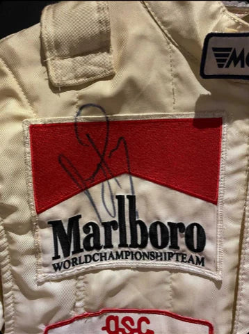 1984 Ayrton Senna promotional Toleman suit signed