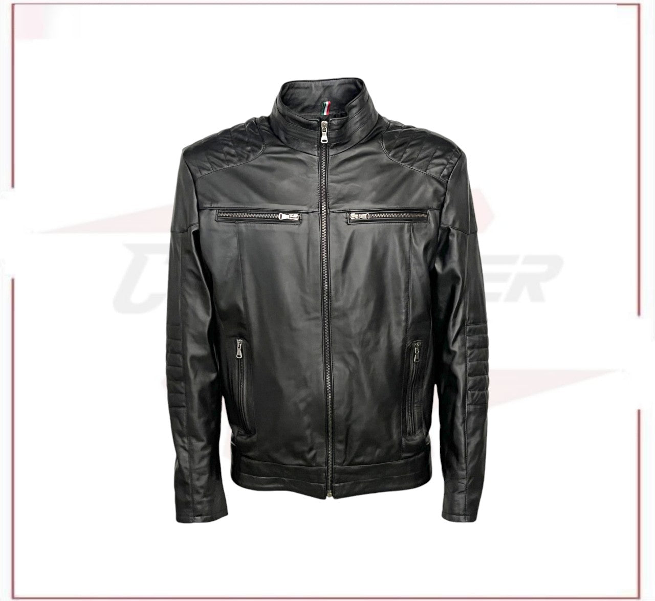 Attila - Men's Biker Jacket in Genuine Black Leather CROSSOVER RACEWEARS