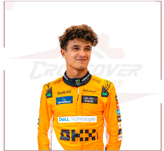 New 2024 McLaren Lando Norris F1 Team Race Suit CROSSOVER RACEWEARS
