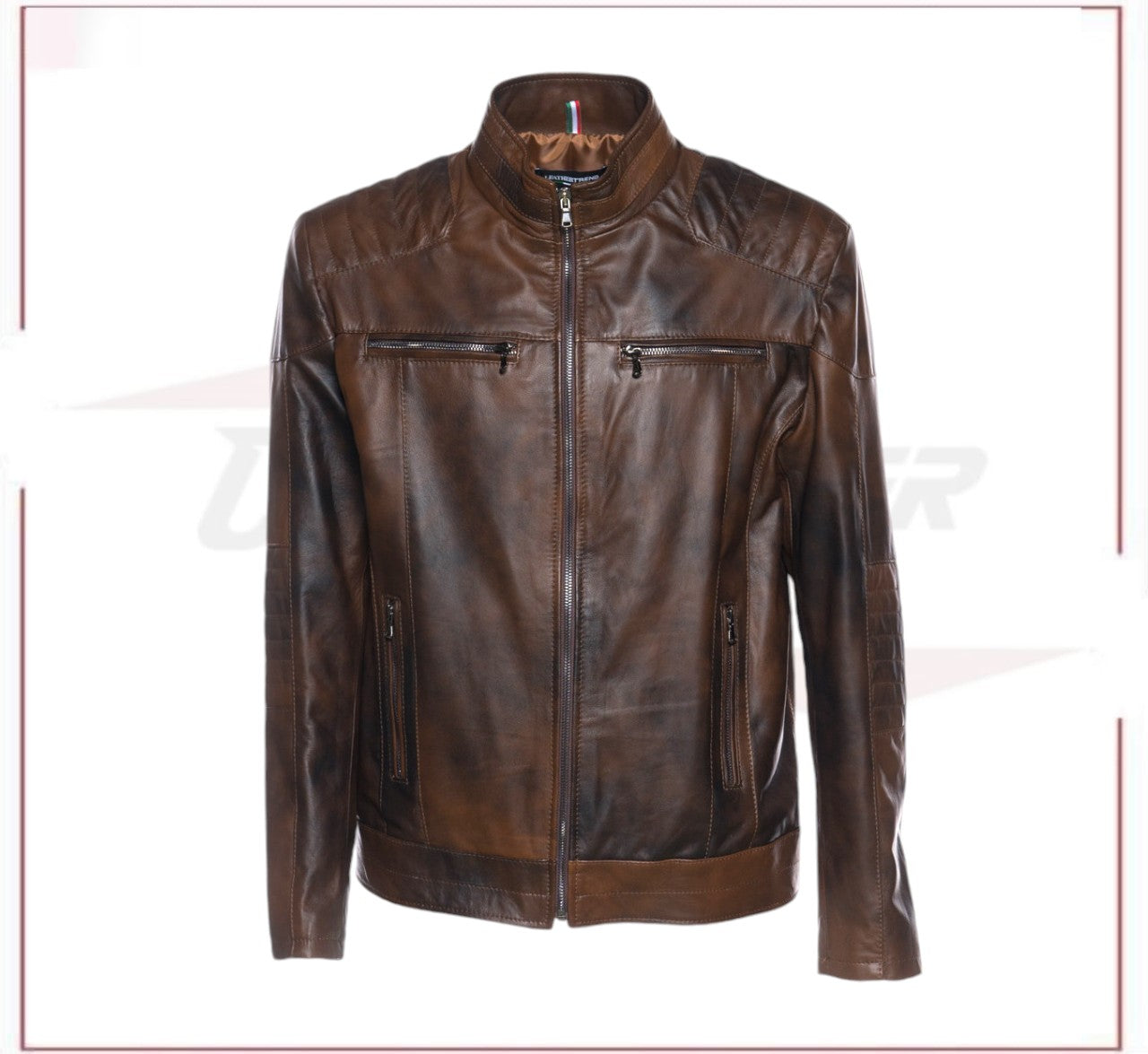 Attila - Biker Mens Genuine Brown Leather CROSSOVER RACEWEARS