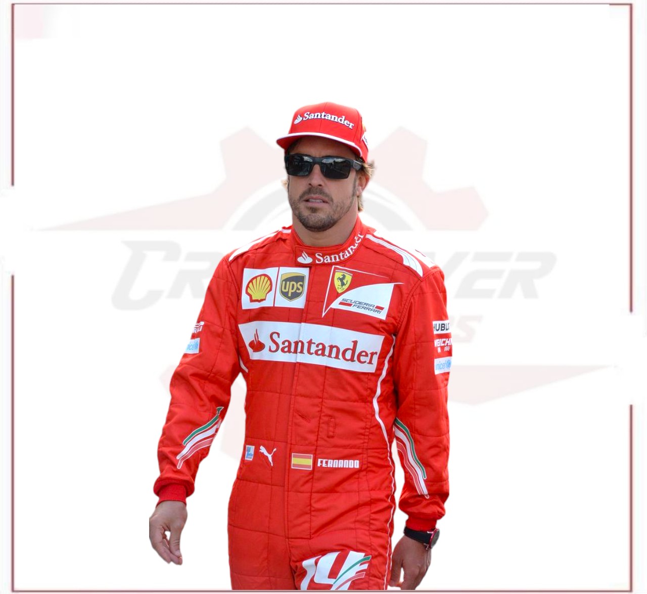 2014 Fernando Alonso Ferrari F1 Sublimation Racing Suit CROSSOVER RACEWEARS