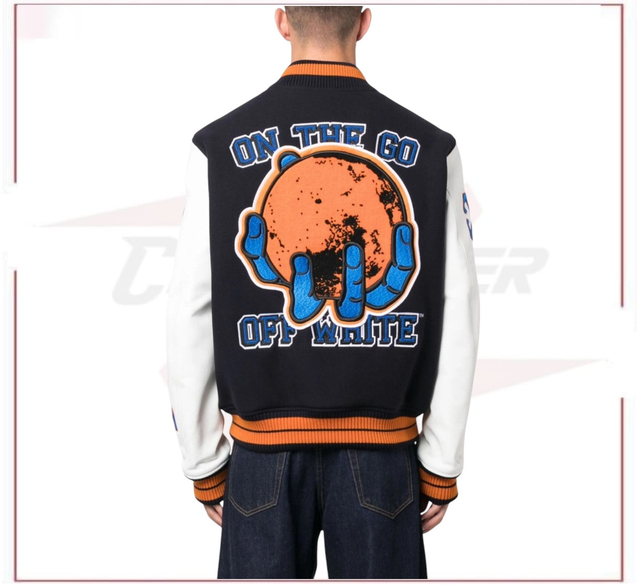 Off-White varsity patch bomber jacket