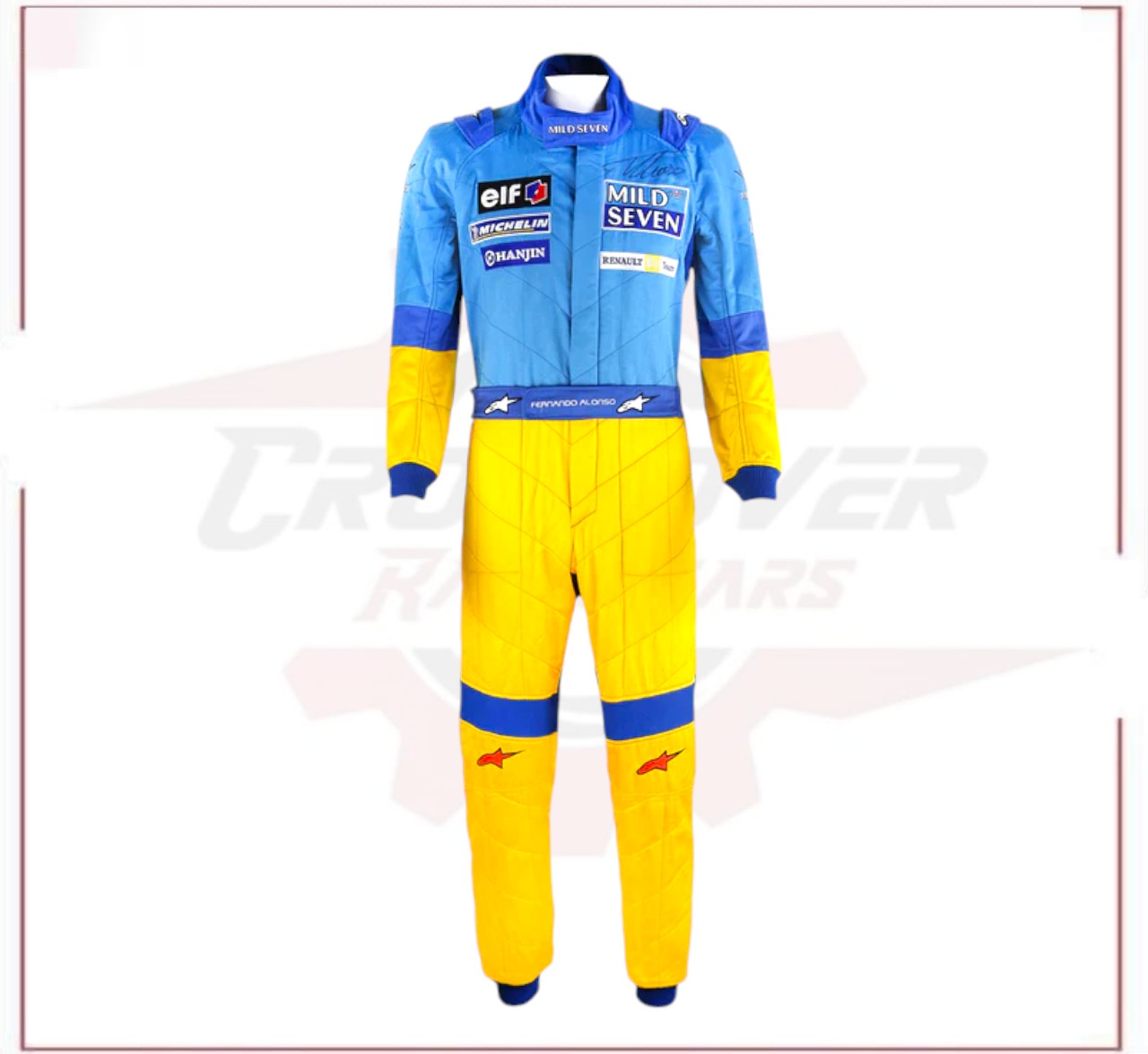 2002 Fernando Alonso Mild Seven Renault F1 Race Suit Embroidery CROSSOVER RACEWEARS