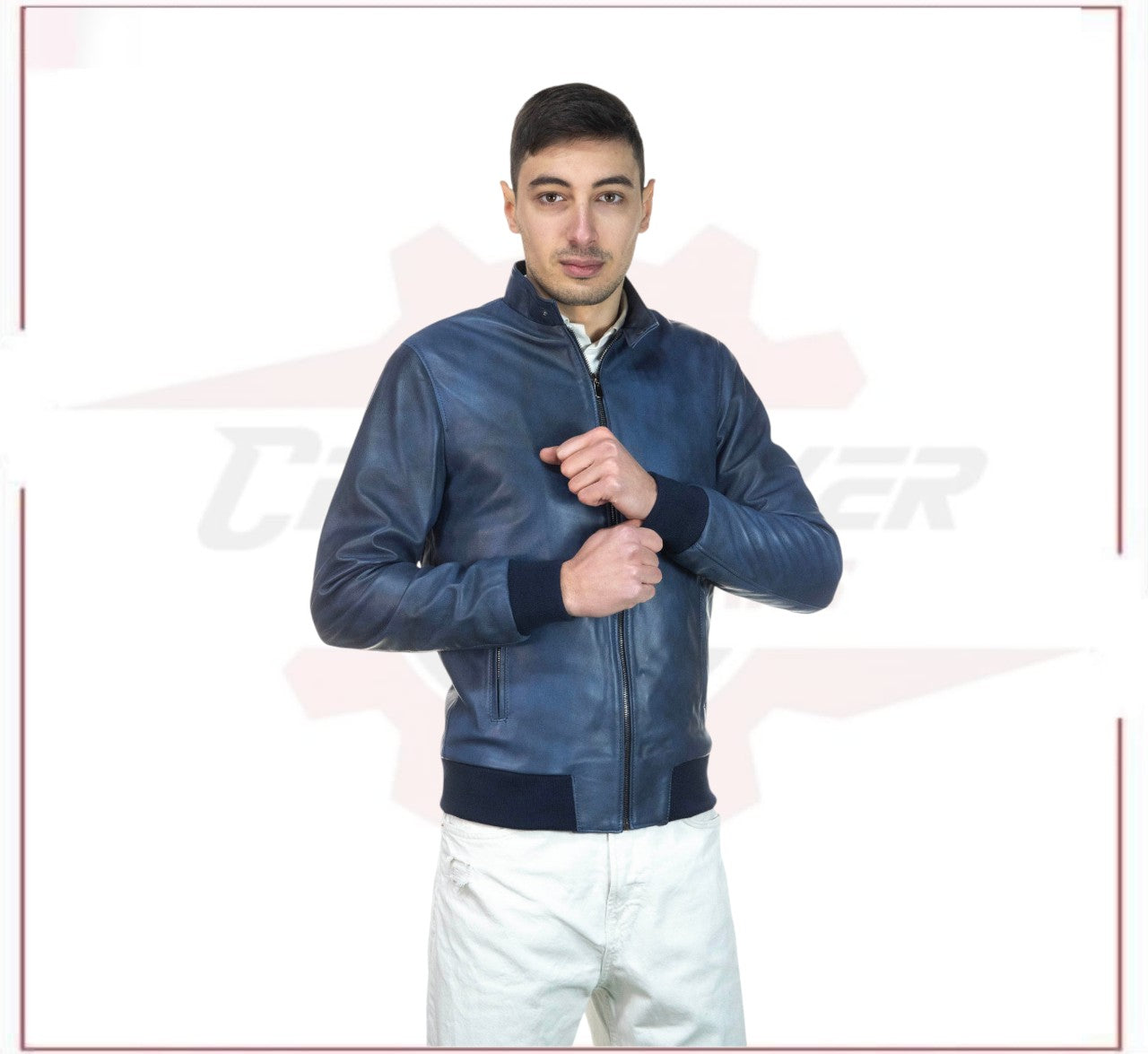 Bomber Napoli - Men’s Bomber Jacket in genuine leather CROSSOVER RACEWEARS