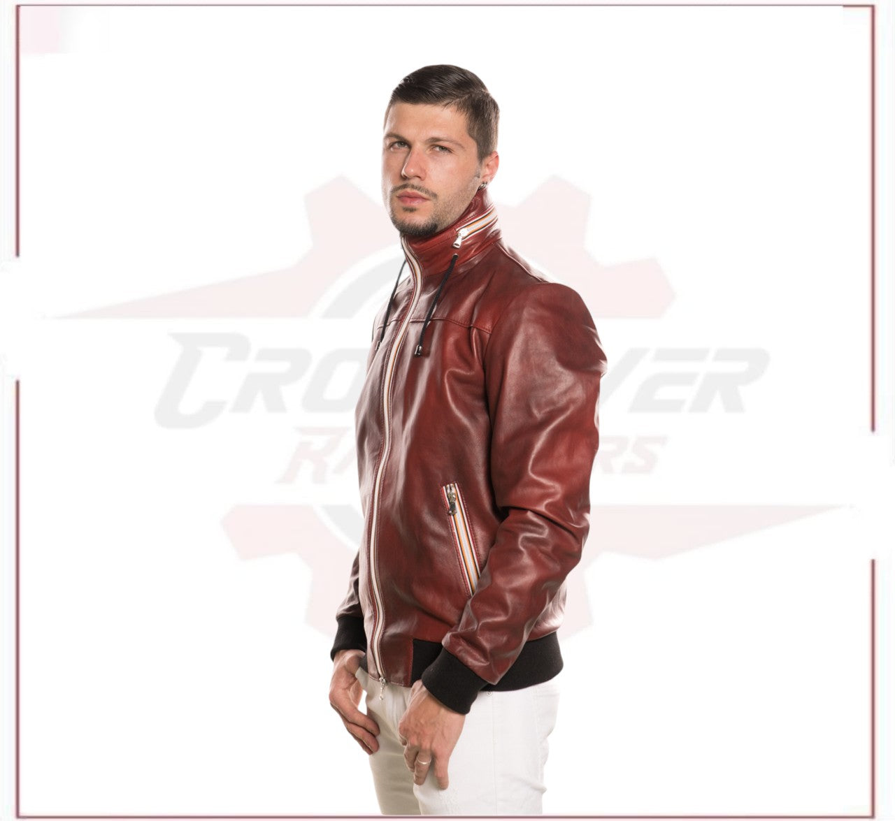 Bomber KiWey - Men’s Bomber Bordeaux genuine leather CROSSOVER RACEWEARS