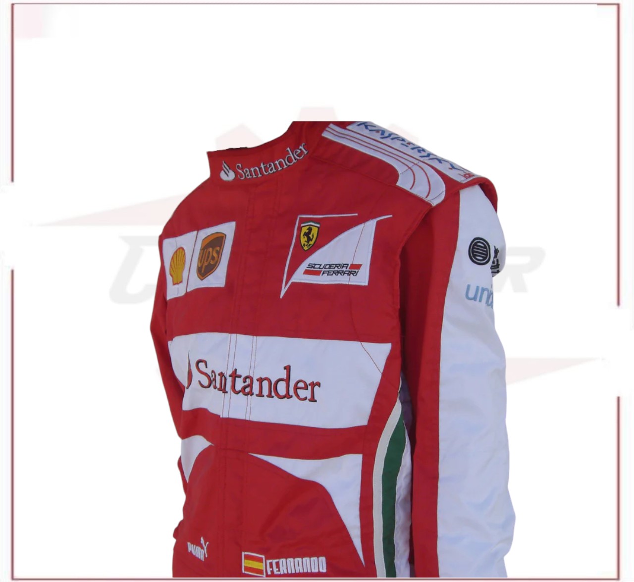 2013 Fernando Alonso Ferrari F1 Embroidered Racing Suit CROSSOVER RACEWEARS