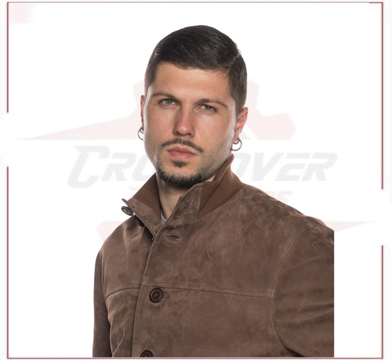U03 Bis - Men's Bomber Jacket in Genuine Brown Suede Leather CROSSOVER RACEWEARS