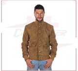 Men's Bomber Jacket in Genuine Honey Suede Leather CROSSOVER RACEWEARS