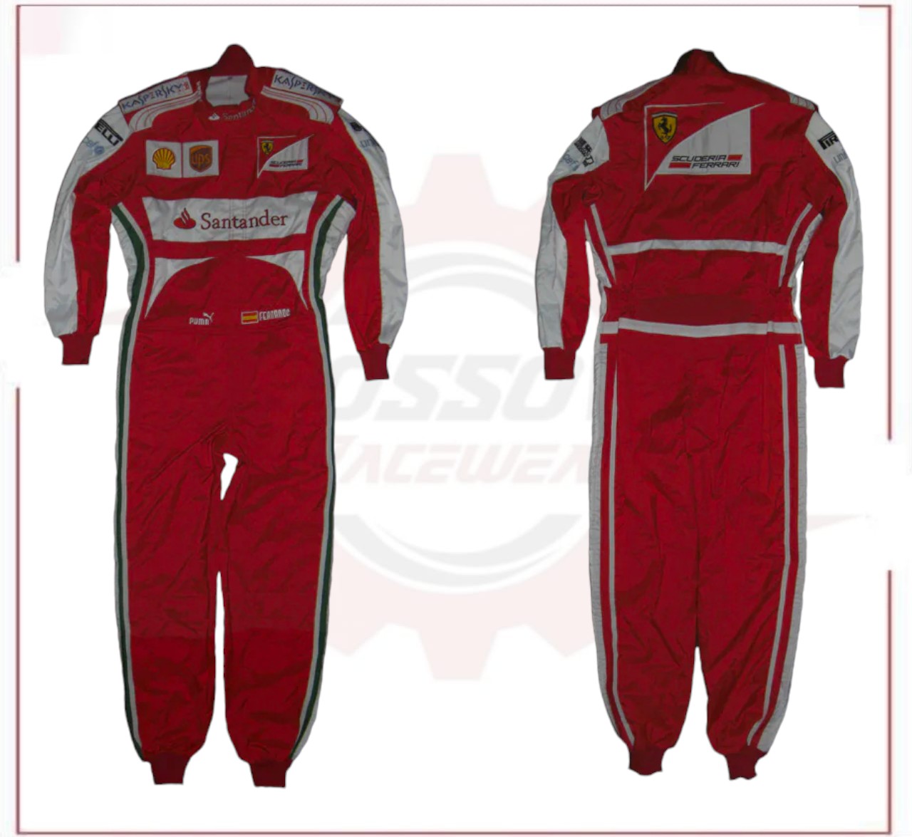 2013 Fernando Alonso Ferrari F1 Embroidered Racing Suit CROSSOVER RACEWEARS