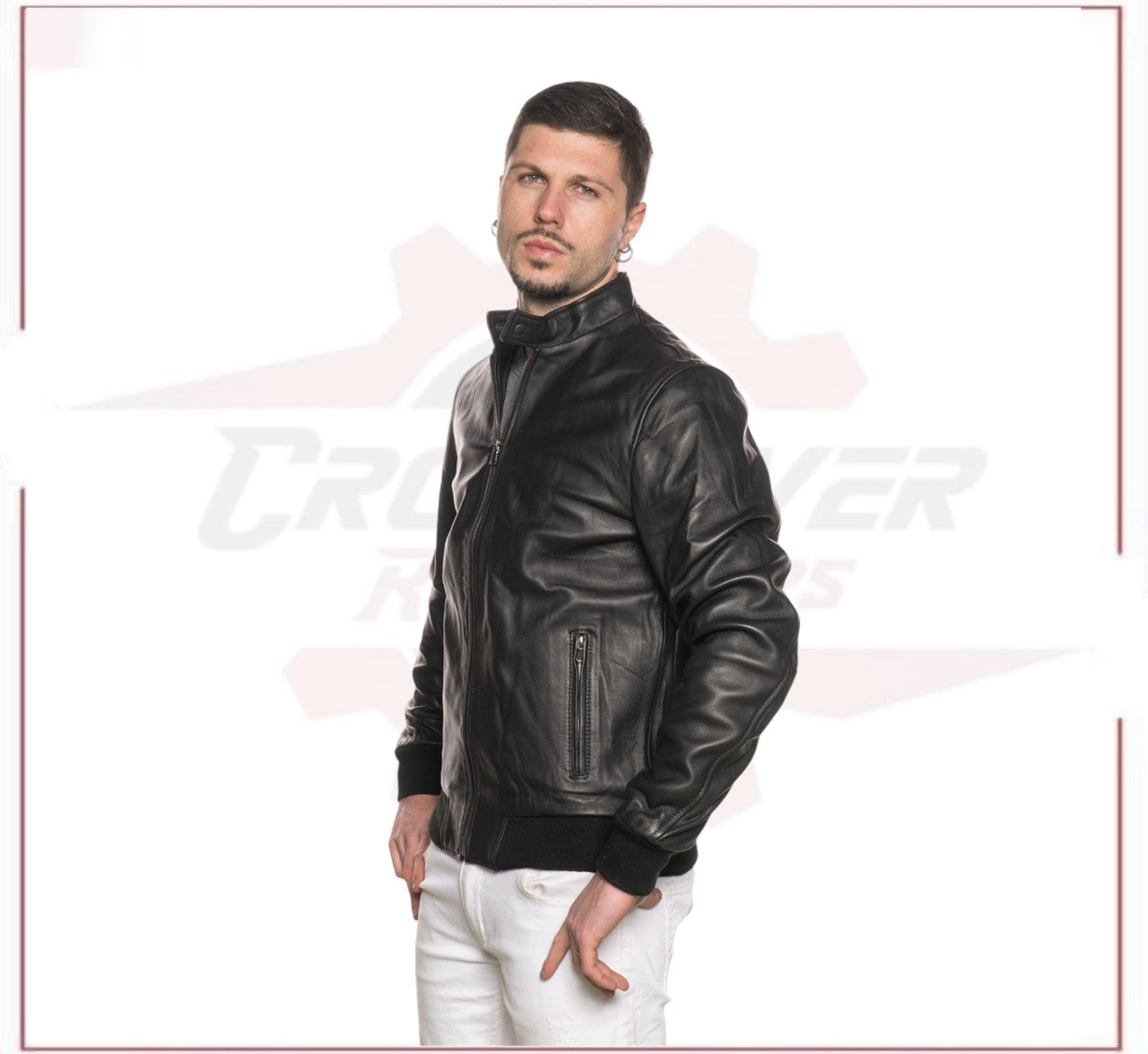 New Bomber Men in Genuine Black Leather CROSSOVER RACEWEARS