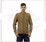 David - Men's Bomber Jacket in Genuine Honey Suede Leather CROSSOVER RACEWEARS