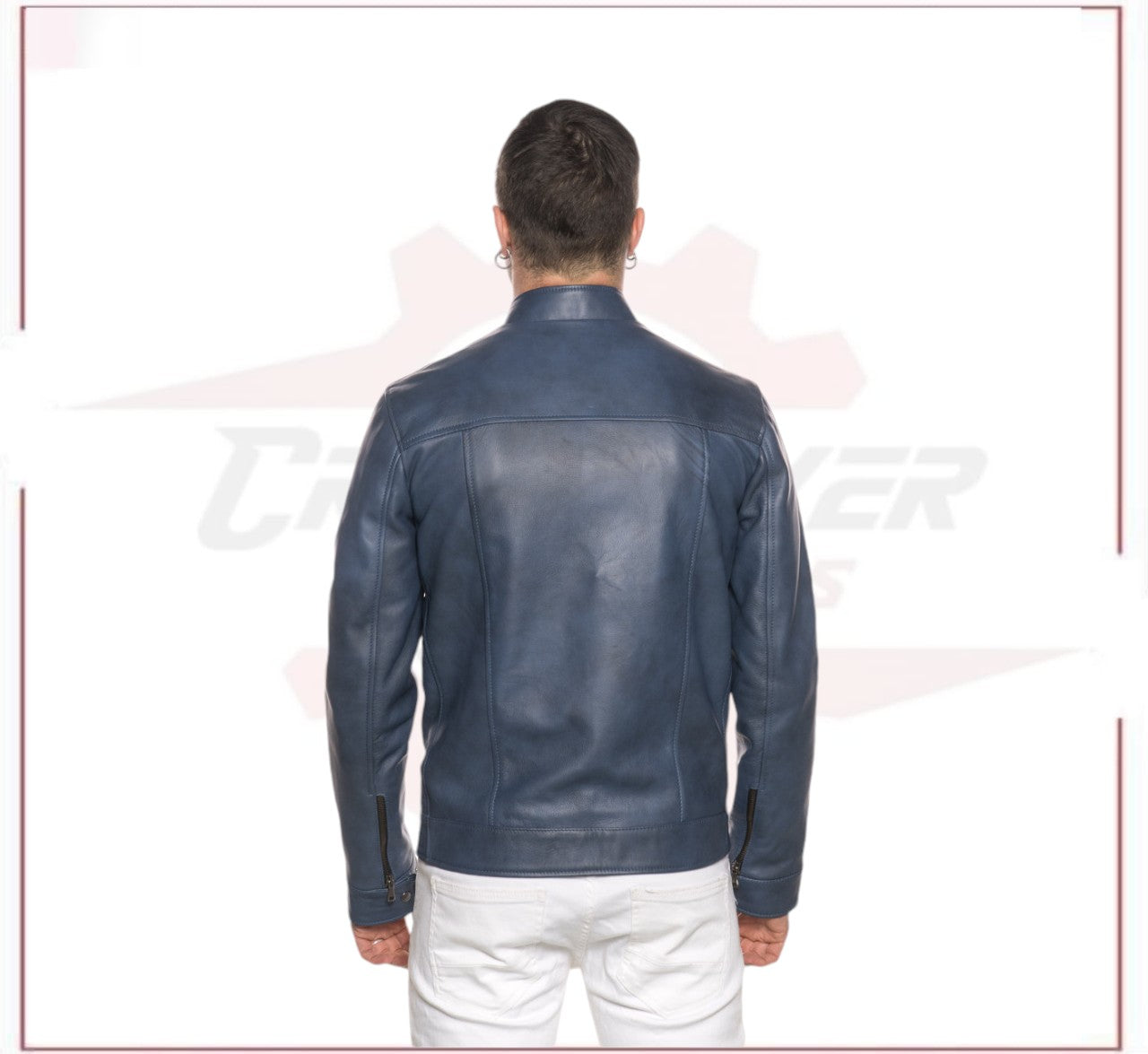 Men’s Blue jacket in genuine leather CROSSOVER RACEWEARS
