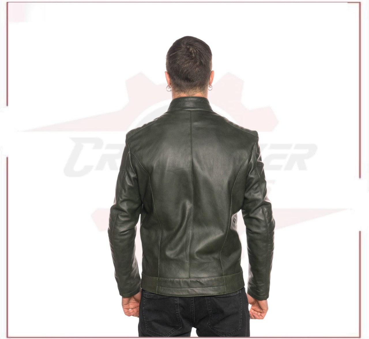 Attila - Biker Mens Genuine Green Leather CROSSOVER RACEWEARS