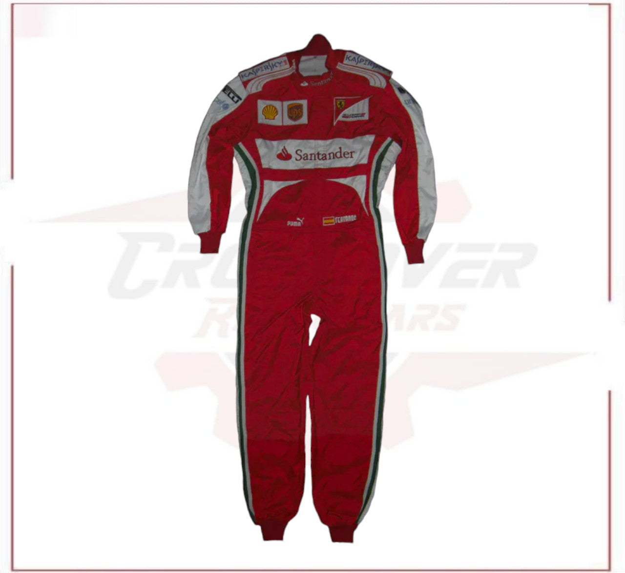 2013 Fernando Alonso Ferrari F1 Embroidered Racing Suit CROSSOVER RACEWEARS