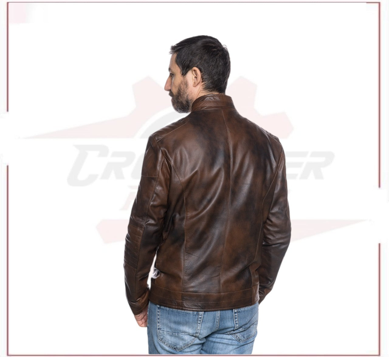 Attila - Biker Mens Genuine Brown Leather CROSSOVER RACEWEARS