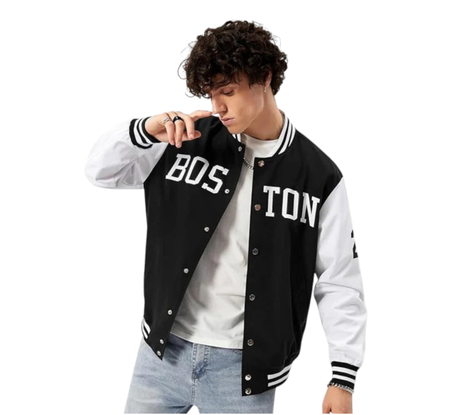 BLACK BOSTON VARSITY JACKETS