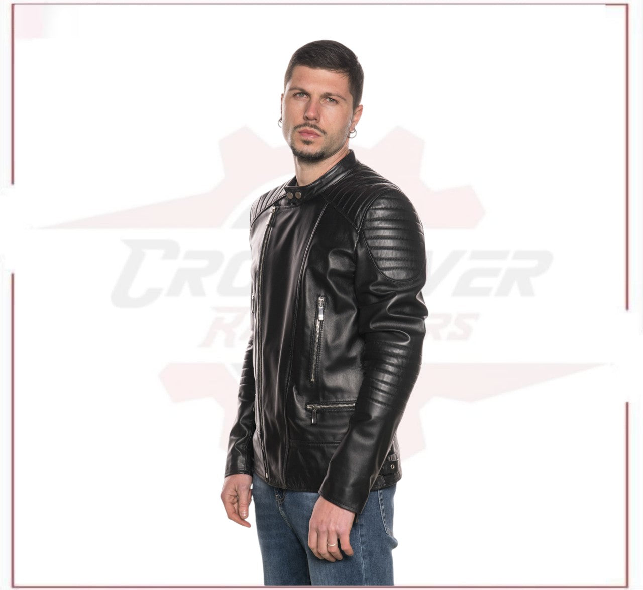 Rockstar - Men’s Black Genuine Leather Perfecto CROSSOVER RACEWEARS