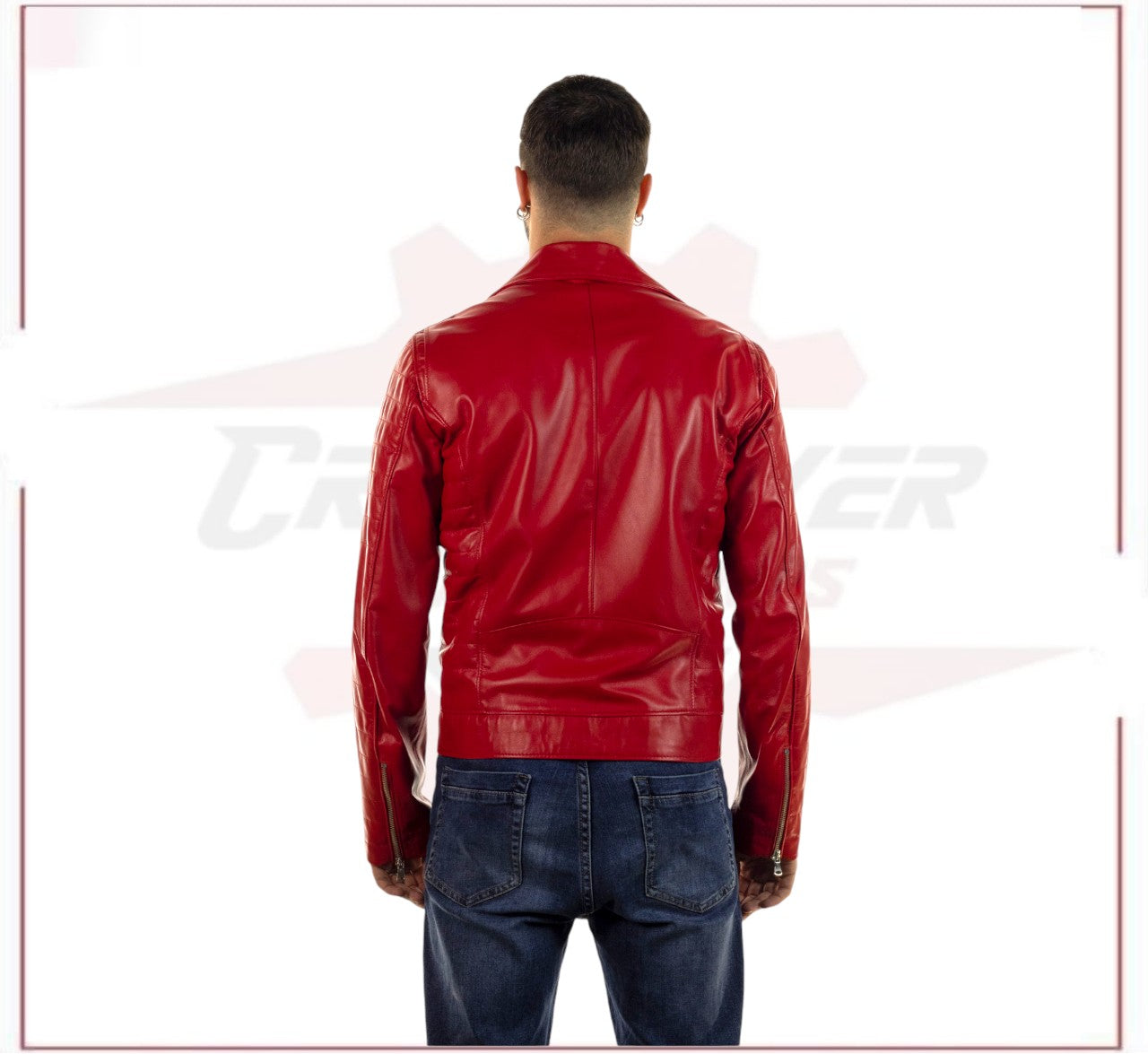 V248 - Men's Perfecto in Genuine Red Leather CROSSOVER RACEWEARS