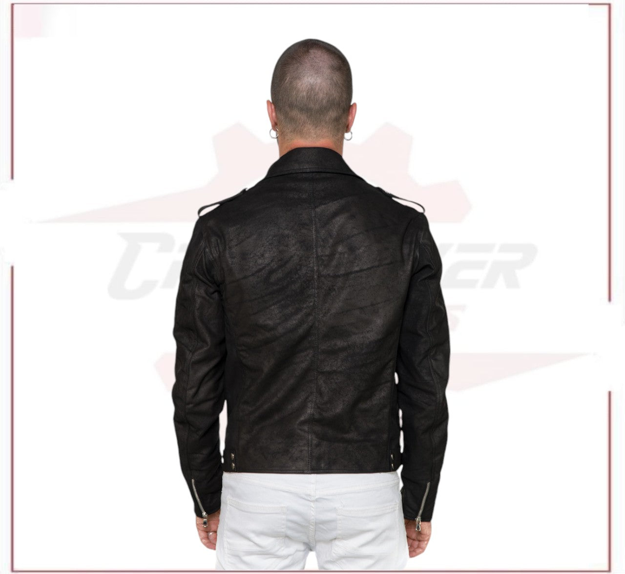 New Men's jacket in Genuine Dark Brown Nubuck Leather CROSSOVER RACEWEARS