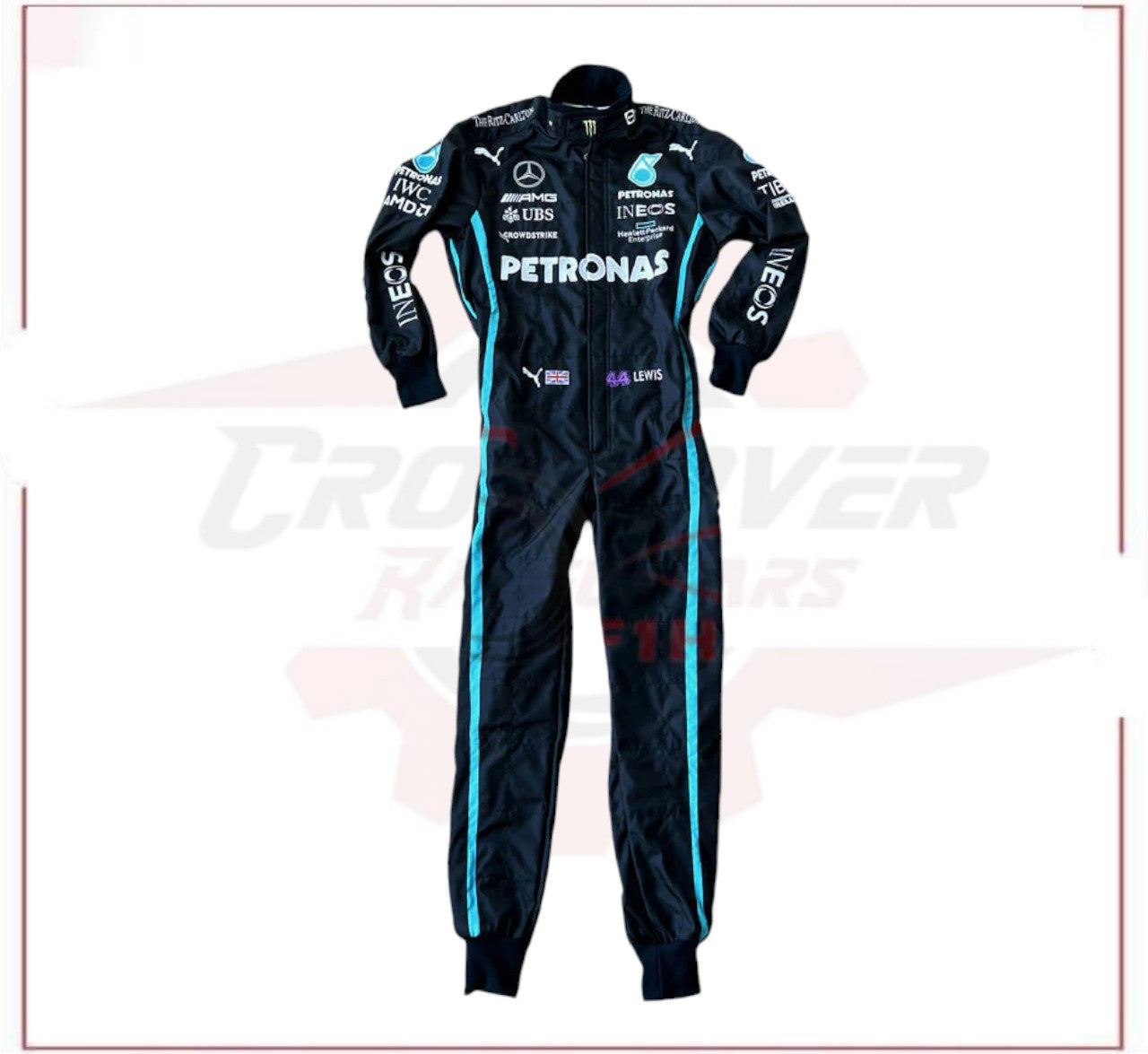 2022 Lewis Hamilton Mercedes Benz F1 Embroidered Race Suit CROSSOVER RACEWEARS