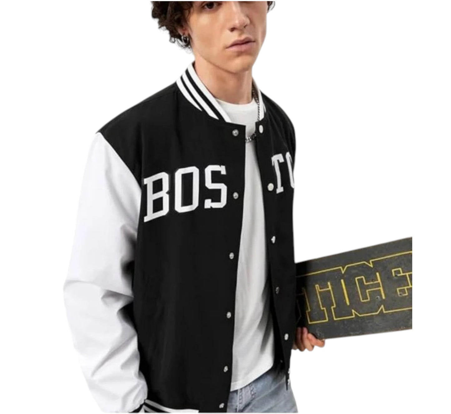 BLACK BOSTON VARSITY JACKETS